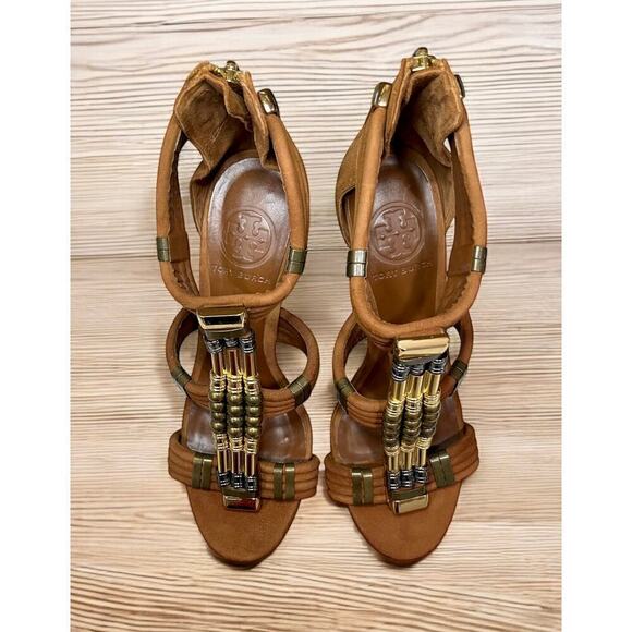 Tory Burch Carla Beaded Metallic Suede Pump Shoe Size 7.5M - Picture 8 of 8